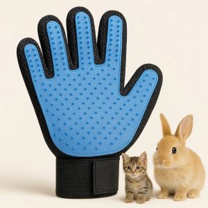 14 Fine Tip Pet Grooming Glove For Small Cats And Rabbits With Extra Soft Rubber For Gentle Touch