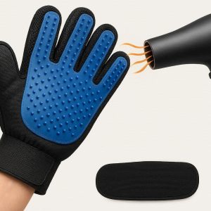 15 Heat Resistant Pet Grooming Glove For Use With Hair Dryers And Safe Post Bath Coat Styling Protection