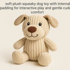 Soft Plush Squeaky Dog Toy With Internal Padding For Interactive Play And Gentle Cuddling Comfort