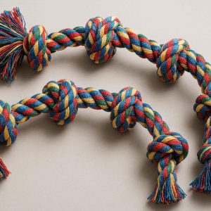 Interactive Cotton Rope Dog Toy For Tug Of War And Dental Health With Multi Knot Durable Design