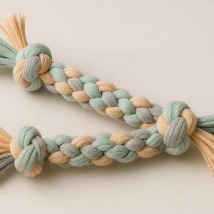 Triple Knot Braided Cloth Dog Toy For Gentle Chewing And Interactive Tossing In Modern Pastel Tones