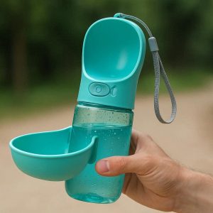 Leak Proof Portable Dog Water Bottle With Folding Drinking Bowl For Outdoor Hiking Walking Travel Use