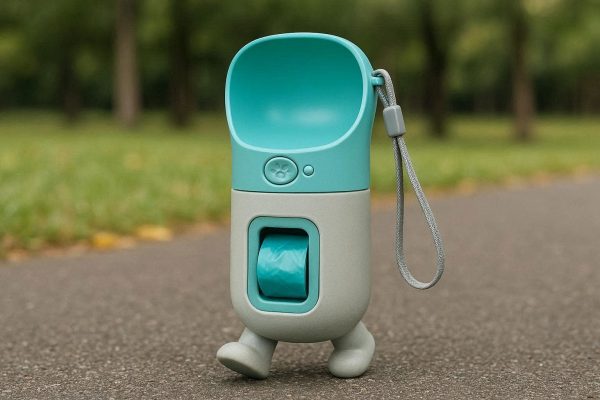 Walking Pet Water Bottle With Integrated Waste Bag Dispenser For All In One Outdoor Cleaning Care