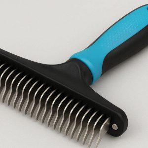 Professional Undercoat Rake For Large Dogs With Thick Fur To Reduce Shedding By Ninety Percent